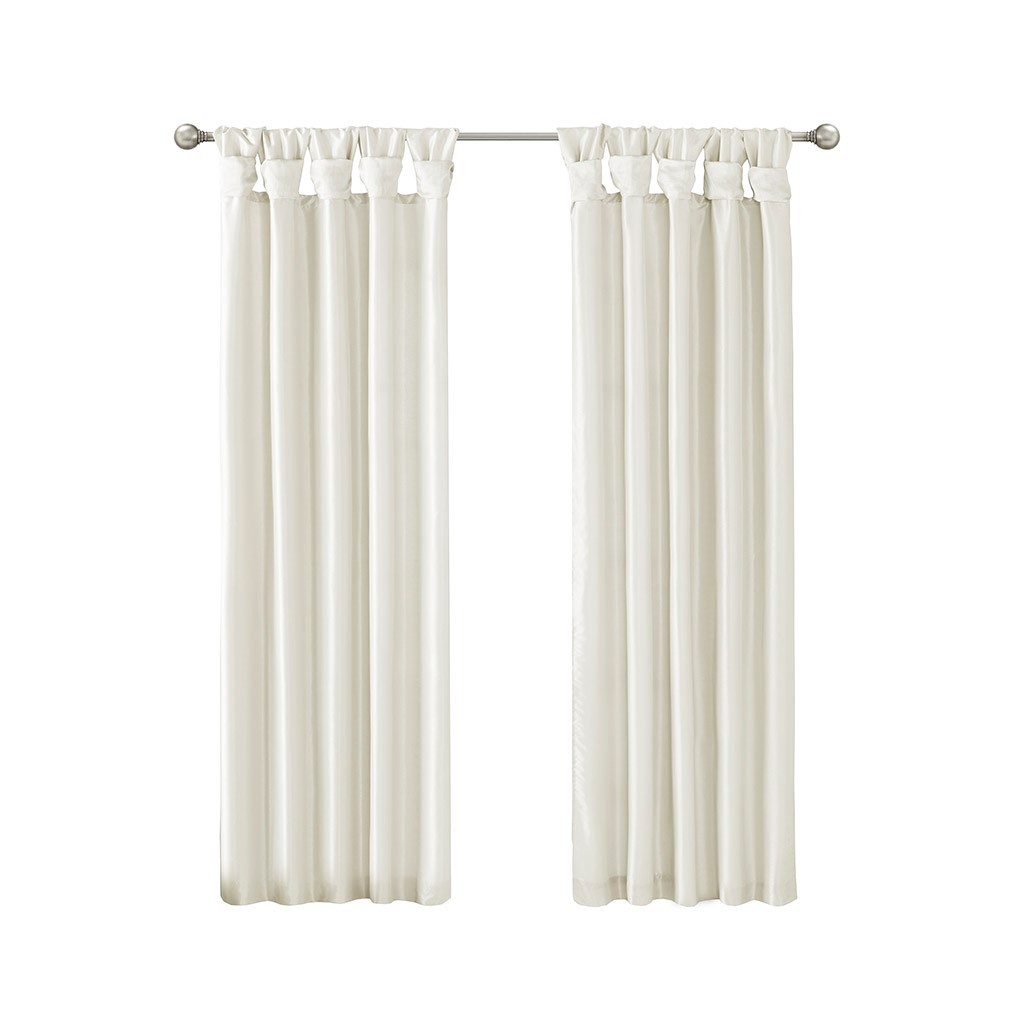 Twist Tab Lined Window Curtain Panel with Enhanced Privacy - White