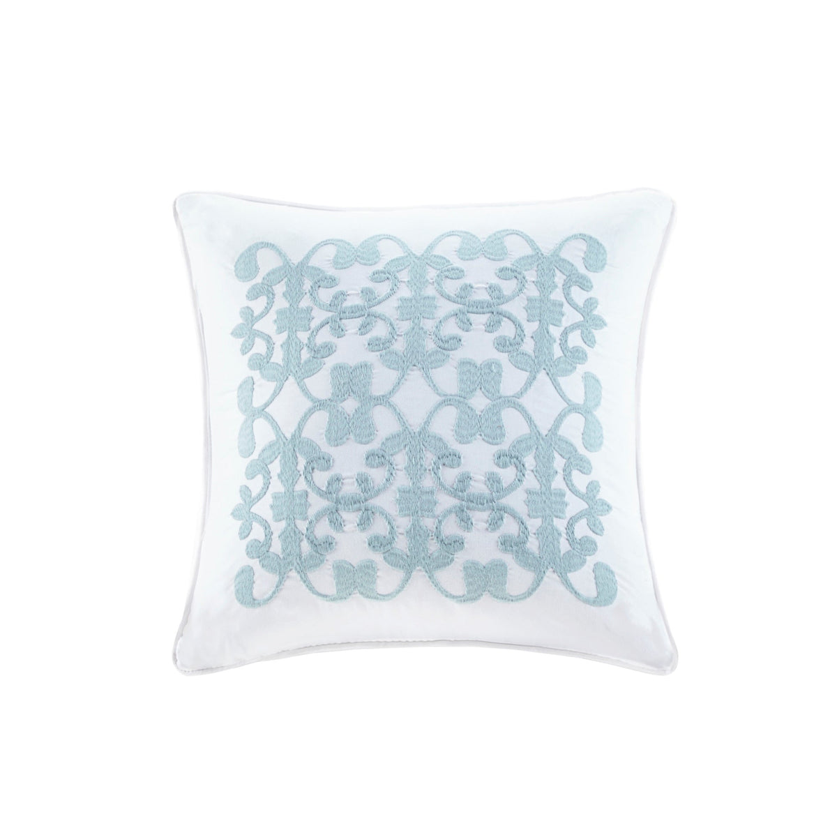 White Reversible Ruffle Quilt Set with Embroidered Throw Pillow - King/Cal King