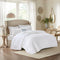 White Reversible Ruffle Quilt Set with Embroidered Throw Pillow - King/Cal King