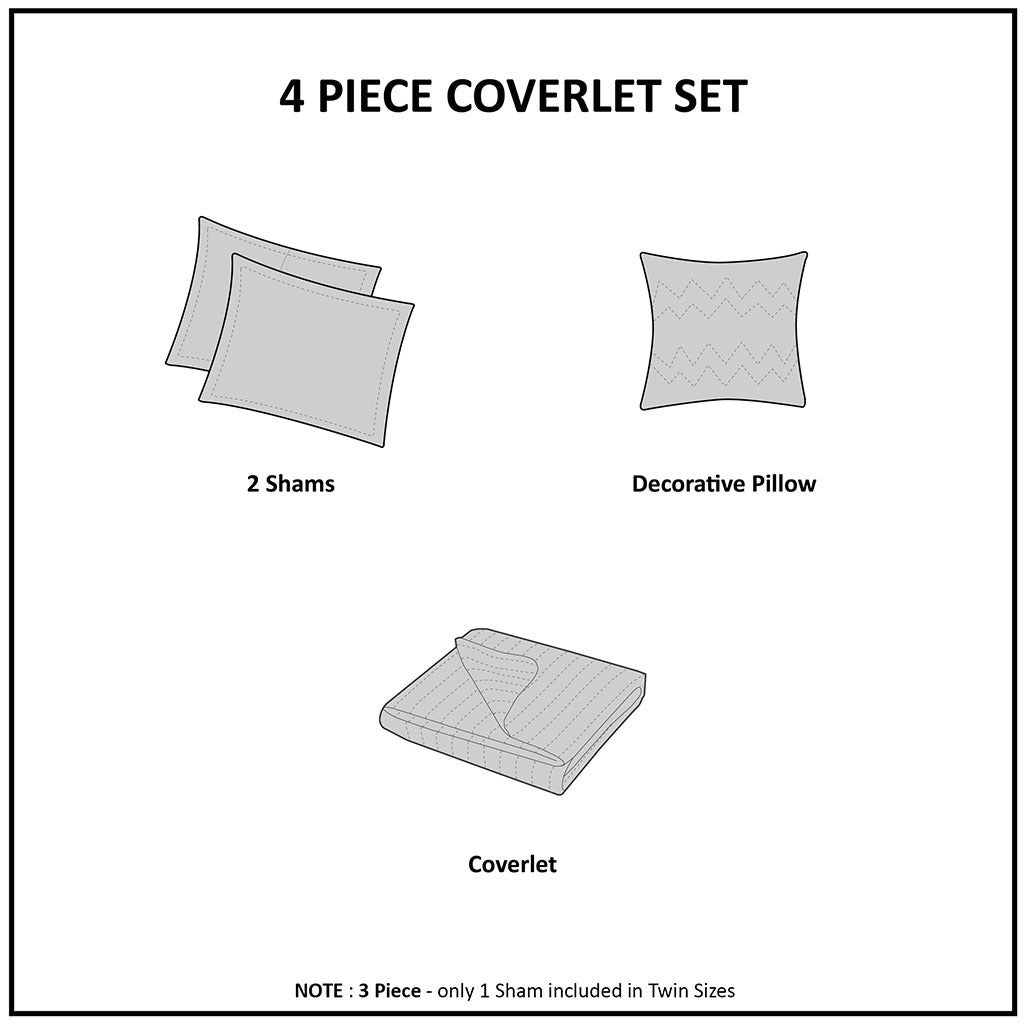 White Reversible Ruffle Quilt Set with Embroidered Throw Pillow - King/Cal King