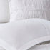 White Reversible Ruffle Quilt Set with Embroidered Throw Pillow - King/Cal King
