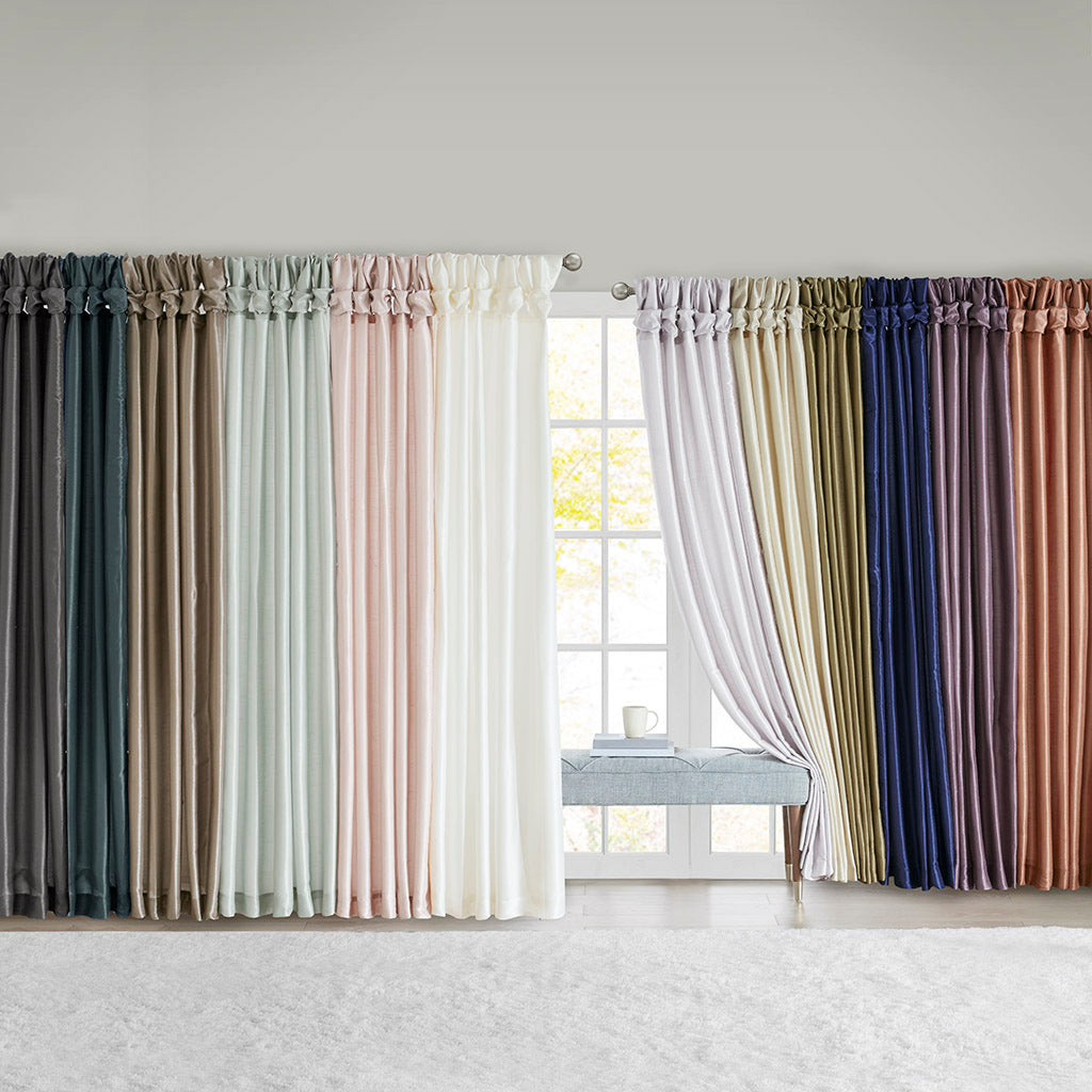 White Twist Tab Lined Window Curtain Panel with Privacy Lining - 50