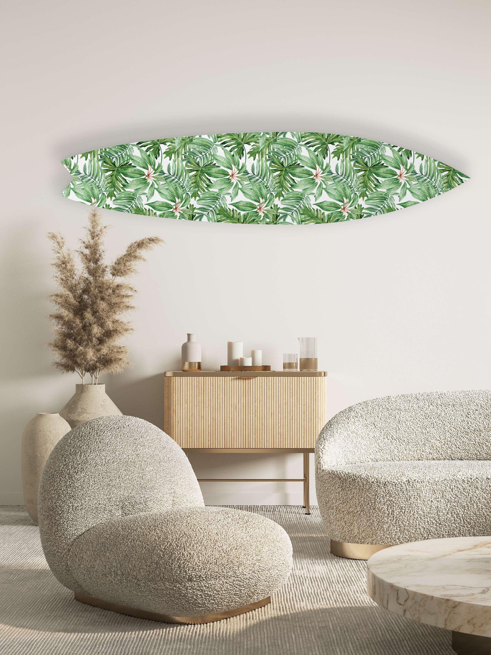 Jungle Green Leaves Acrylic Surfboard Wall Art
