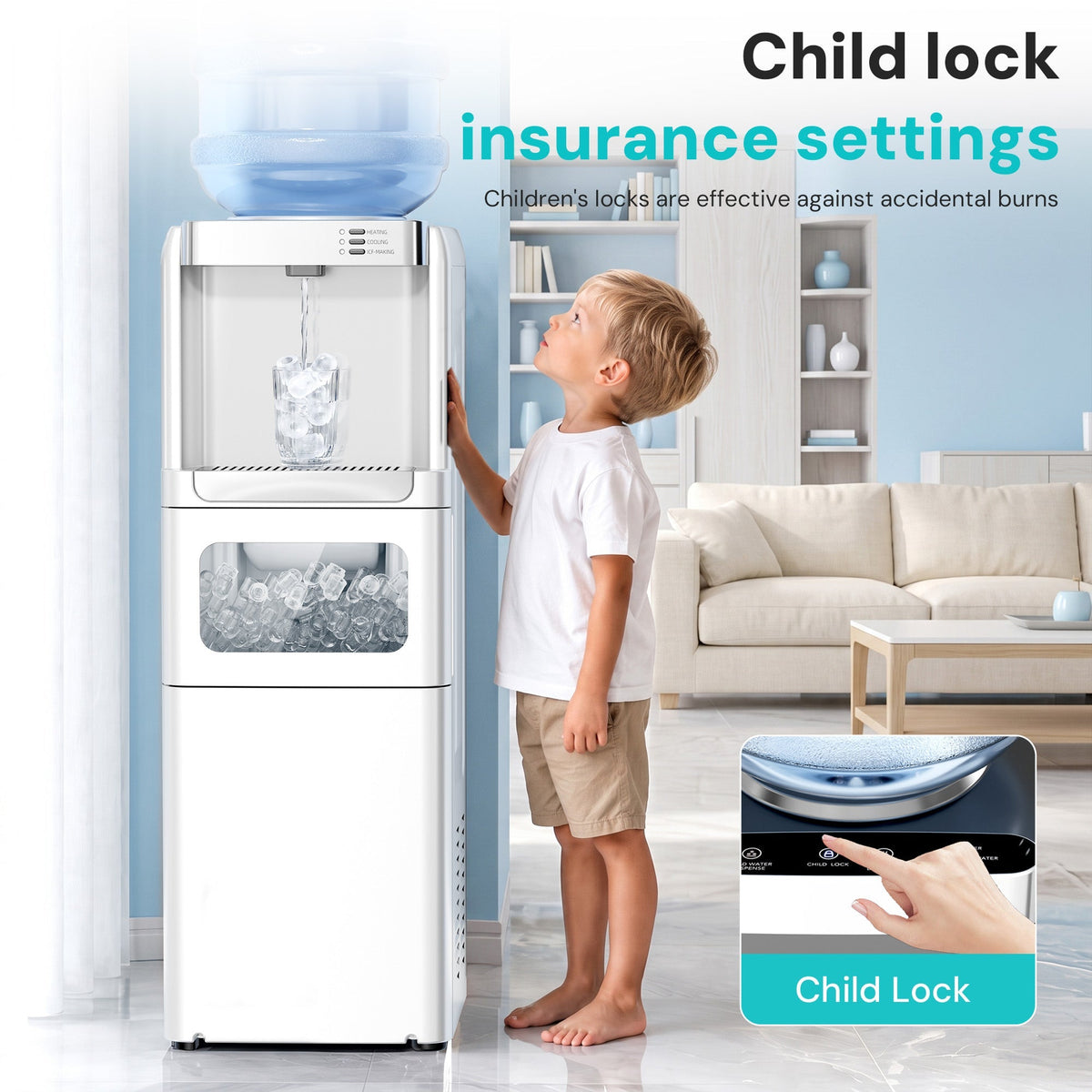 Kismile 3 in 1 Water Cooler Dispenser with Ice Maker WD5815
