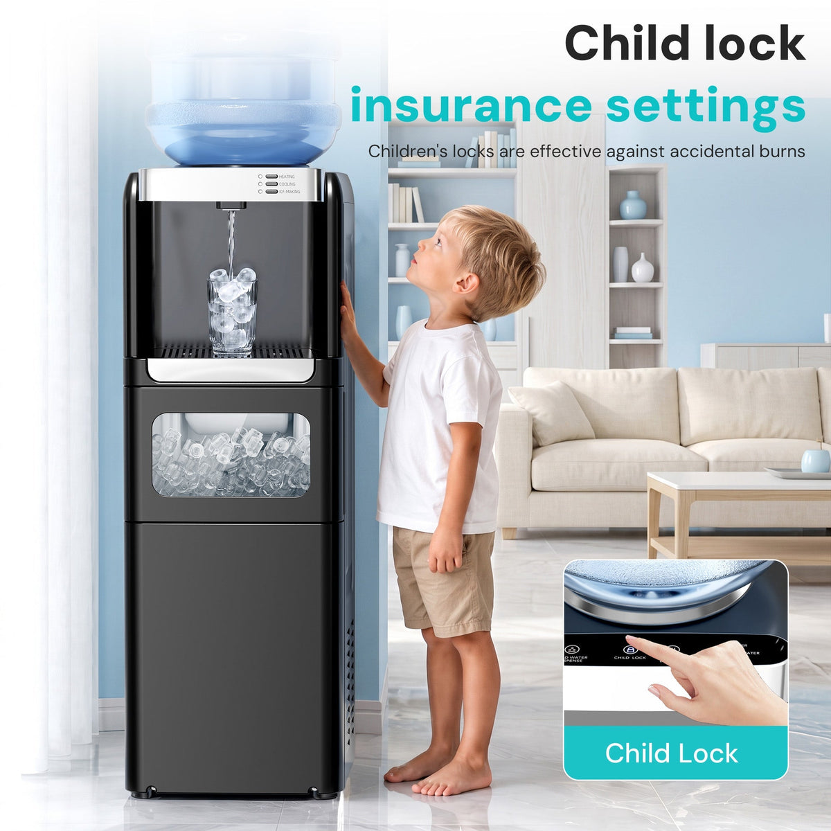 Kismile 3 in 1 Water Cooler Dispenser with Ice Maker WD5815