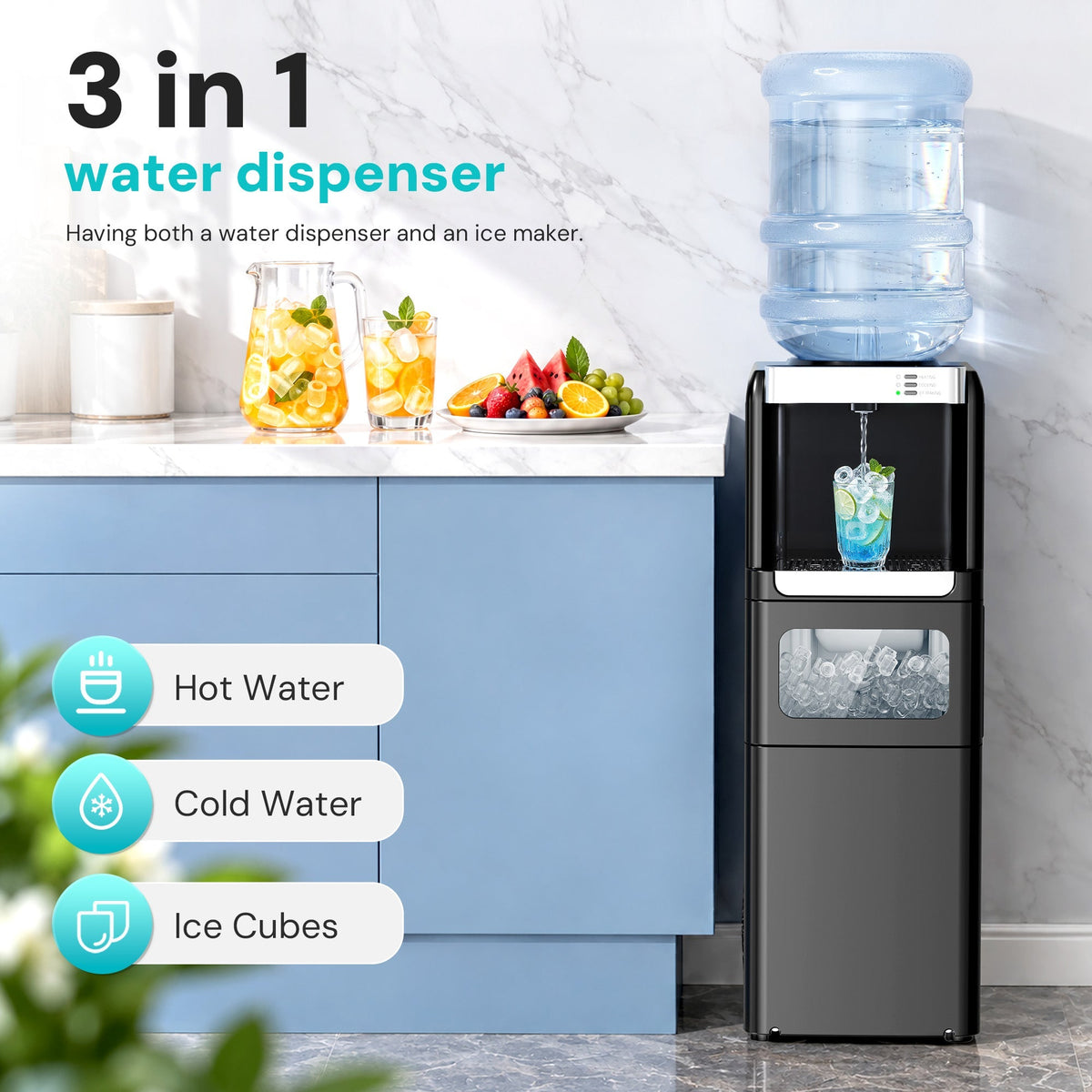 Kismile 3 in 1 Water Cooler Dispenser with Ice Maker WD5815