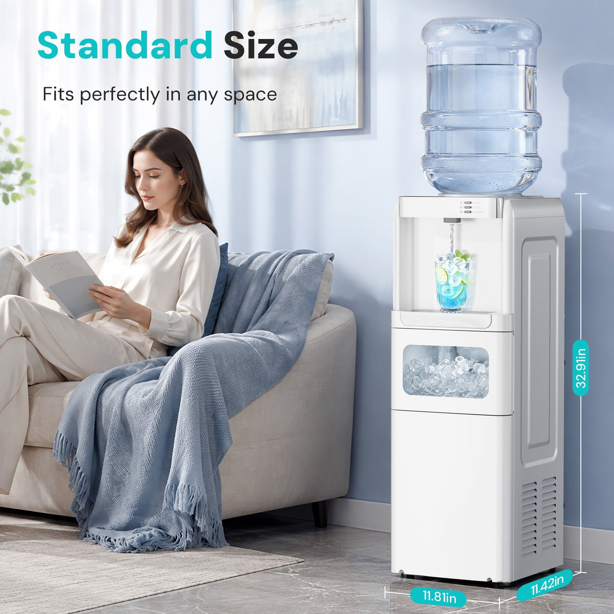 Kismile 3 in 1 Water Cooler Dispenser with Ice Maker WD5815
