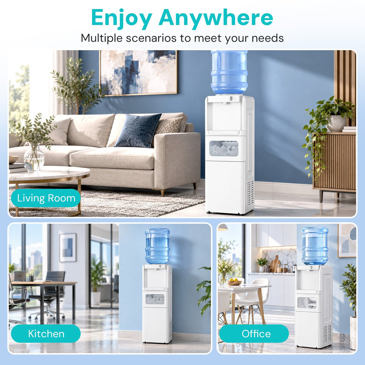 Kismile 3 in 1 Water Cooler Dispenser with Ice Maker WD5815