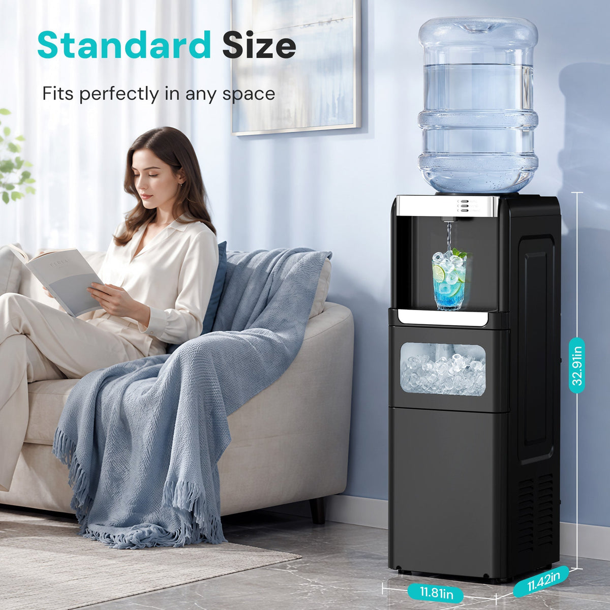 Kismile 3 in 1 Water Cooler Dispenser with Ice Maker WD5815