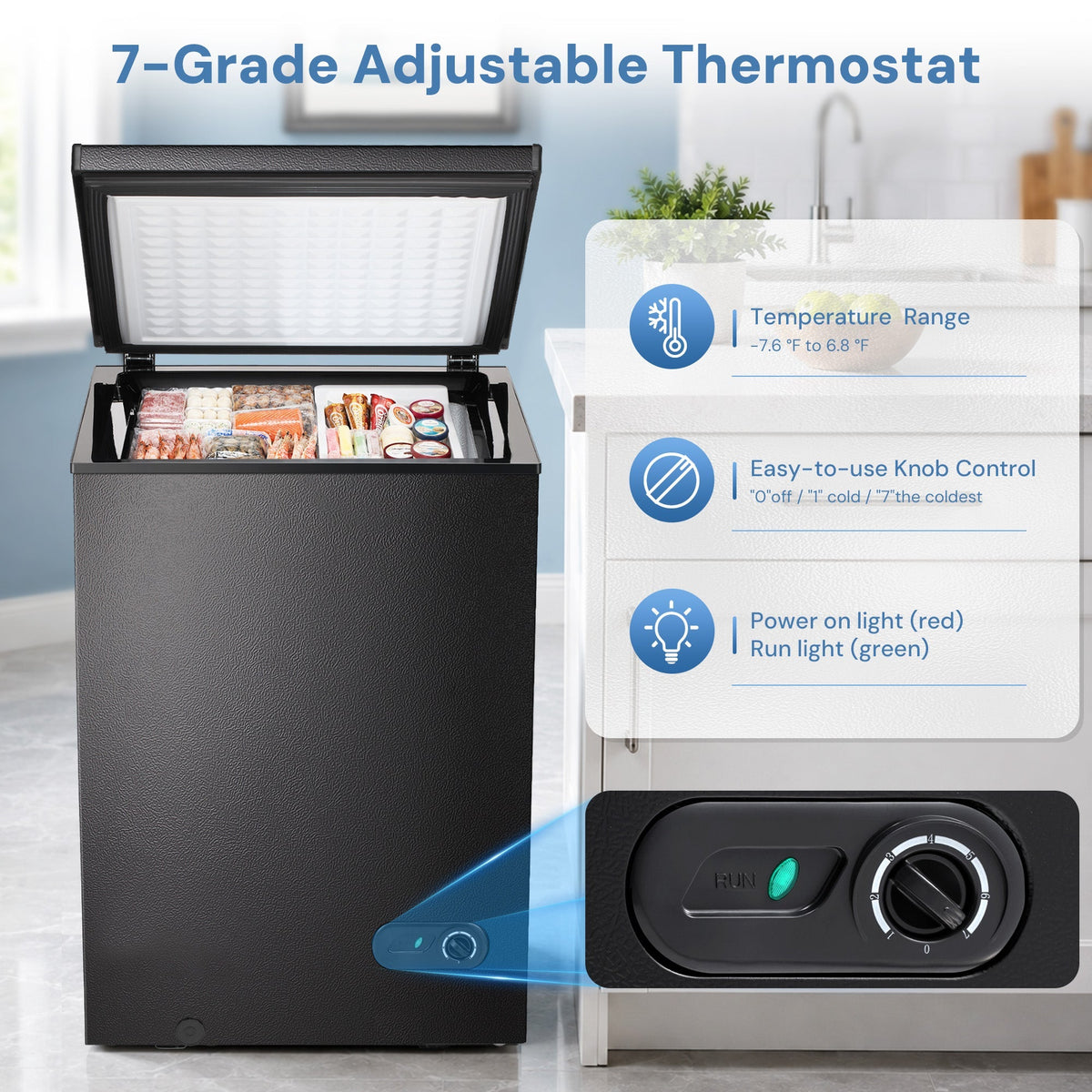 3.5 Cubic Feet Chest Freezer with 2 Removable Baskets D5897H