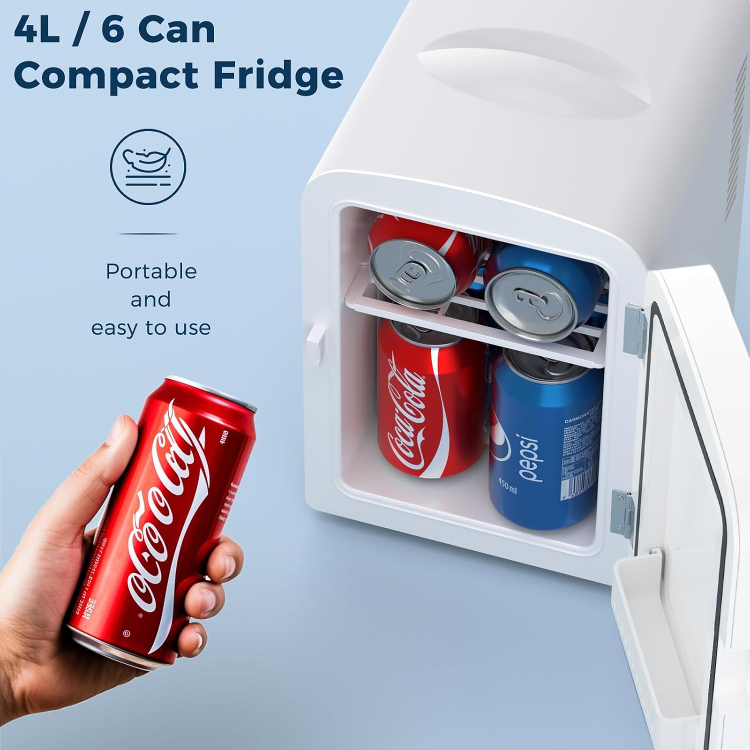 Kismile Compact Refrigerator, Portable Mini Fridge, Skin Care 4L Capacity/6 Cans F3404S