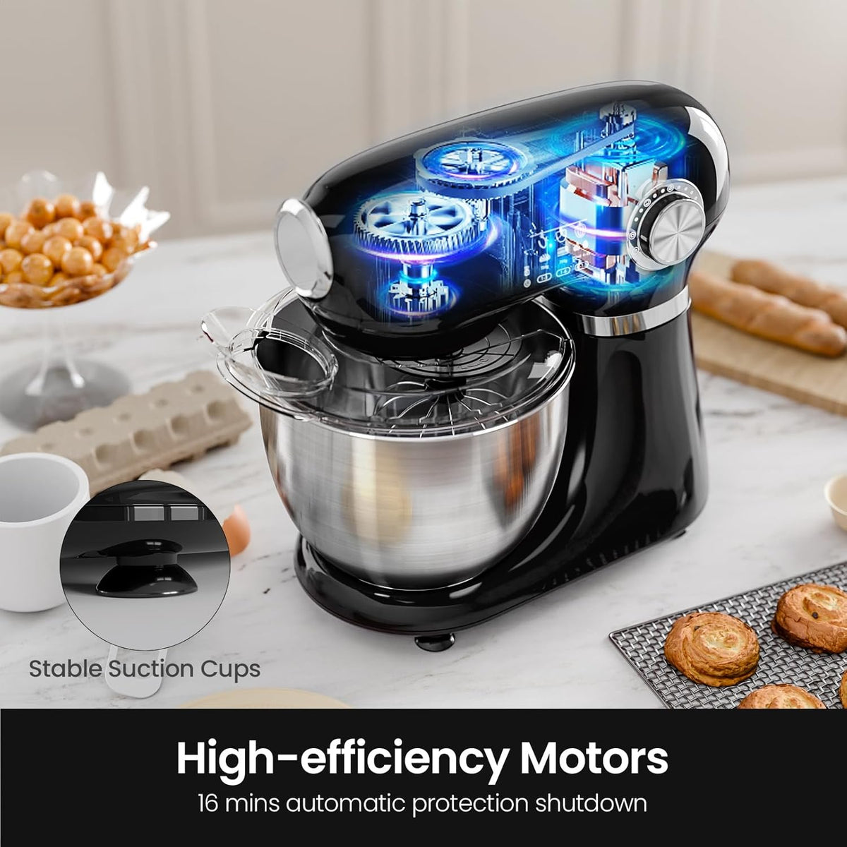 Kismile Stand Mixer, 5.5-Quart Electric Mixer with 12 Speeds CF3715