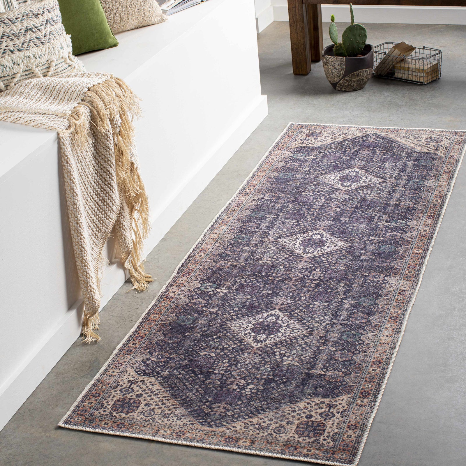 Kittrell Vintage Flat Pile Washable Rug - Clearance