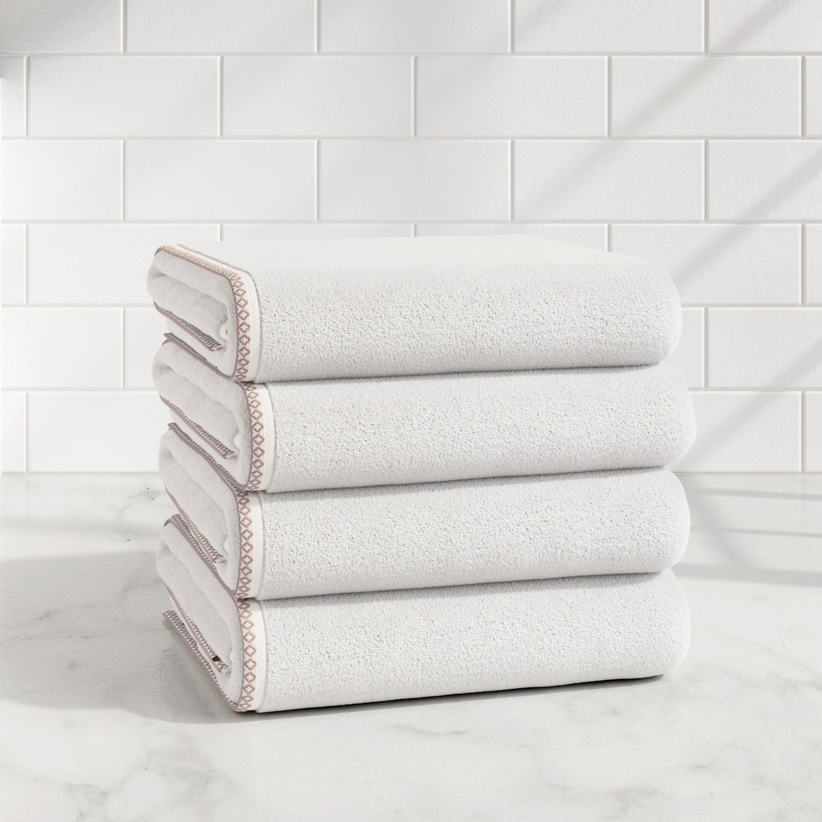 Cotton Border-Stitched 6-Piece Towel Set - Valery Collection