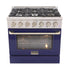 Kucht 36" Gas Range, Stainless Steel with Blue Oven Door, KNG361-B