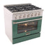 Kucht 36" Gas Range, Stainless Steel with Green Oven Door, KNG361-G