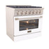 Kucht 36" Gas Range, Stainless Steel with White Oven Door, KNG361-W
