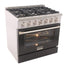 Kucht 36" Propane Range in Stainless Steel, Black Door, KNG361/LP-K