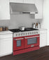 Kucht 48" Gas Range in Stainless Steel, Red Oven Doors, KNG481-R