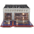 Kucht 48" Gas Range in Stainless Steel, Red Oven Doors, KNG481-R