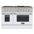 Kucht 48" Gas Range in Stainless Steel, White Oven Doors, KNG481-W