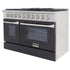 Kucht 48" Gas Range, Stainless Steel, Black Oven Doors, KNG481-K