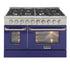 Kucht 48" Propane Range in Stainless Steel, Blue Doors, KNG481/LP-B