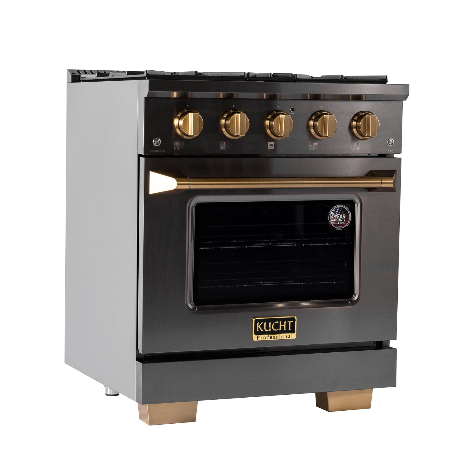 Kucht Gemstone Professional 30 in. 4.2 cu. ft. Natural Gas Range with Sealed Burners and Convection Oven in Titanium Stainless Steel KEG303