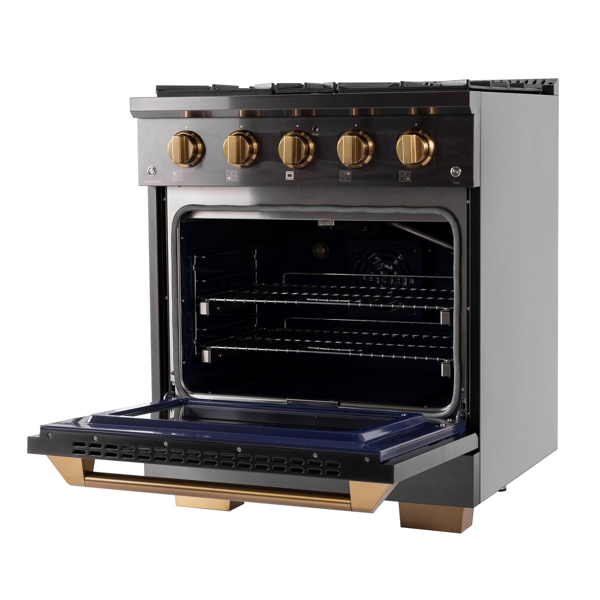 Kucht Gemstone Professional 30 in. 4.2 cu. ft. Propane Gas Range with Sealed Burners and Convection Oven in Titanium Stainless Steel KEG303/LP