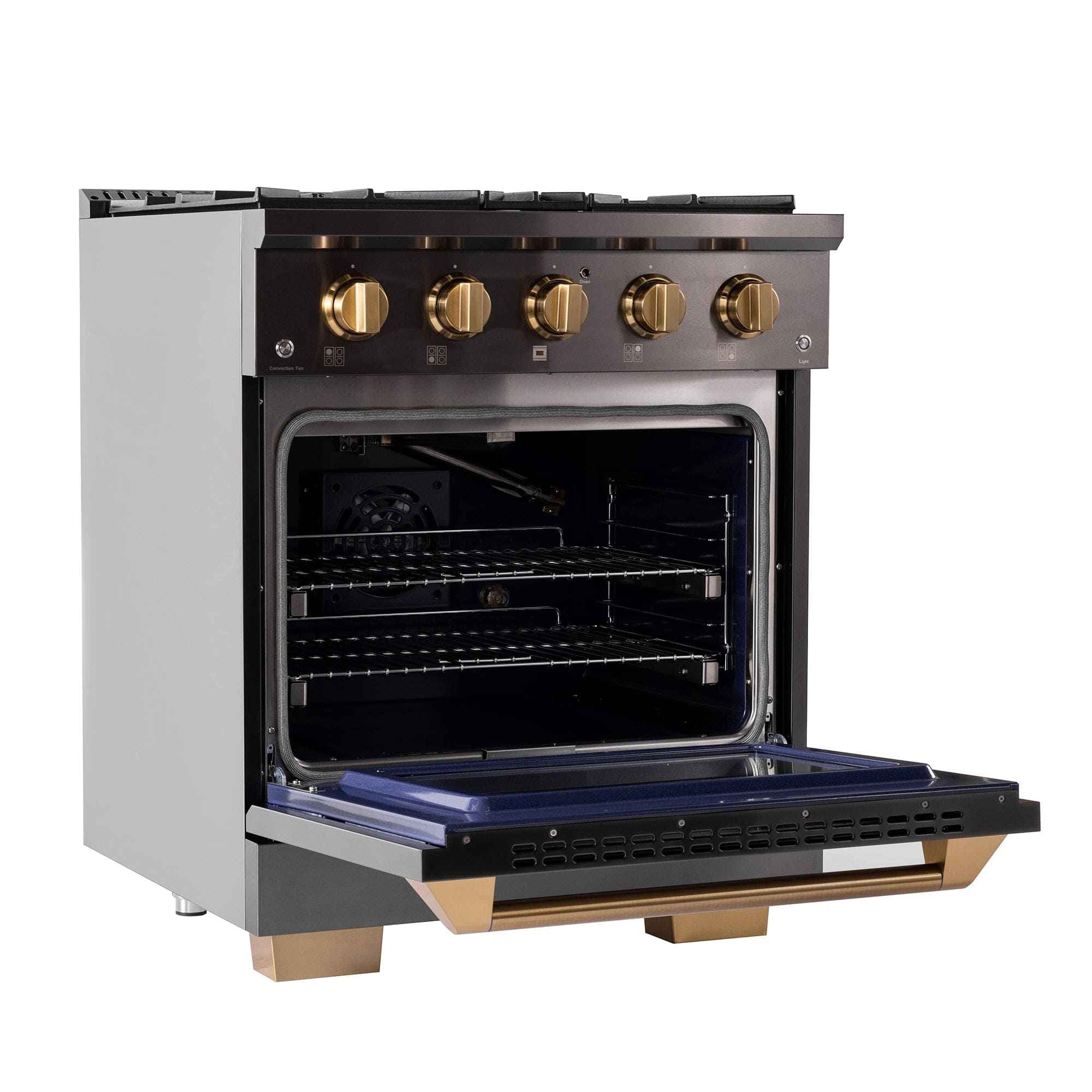 Kucht Gemstone Professional 30 in. 4.2 cu. ft. Propane Gas Range with Sealed Burners and Convection Oven in Titanium Stainless Steel KEG303/LP