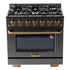 Kucht Gemstone Professional 36 in. 5.2 cu. ft. Propane Gas Range with Sealed Burners and Convection Oven in Titanium Stainless Steel KEG363/LP