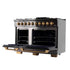 Kucht Gemstone Professional 48 in. 6.7 cu. ft. Natural Gas Range with Sealed Burners, Griddle/Grill and Two Ovens - One Convection - in Titanium Stainless Steel KEG483