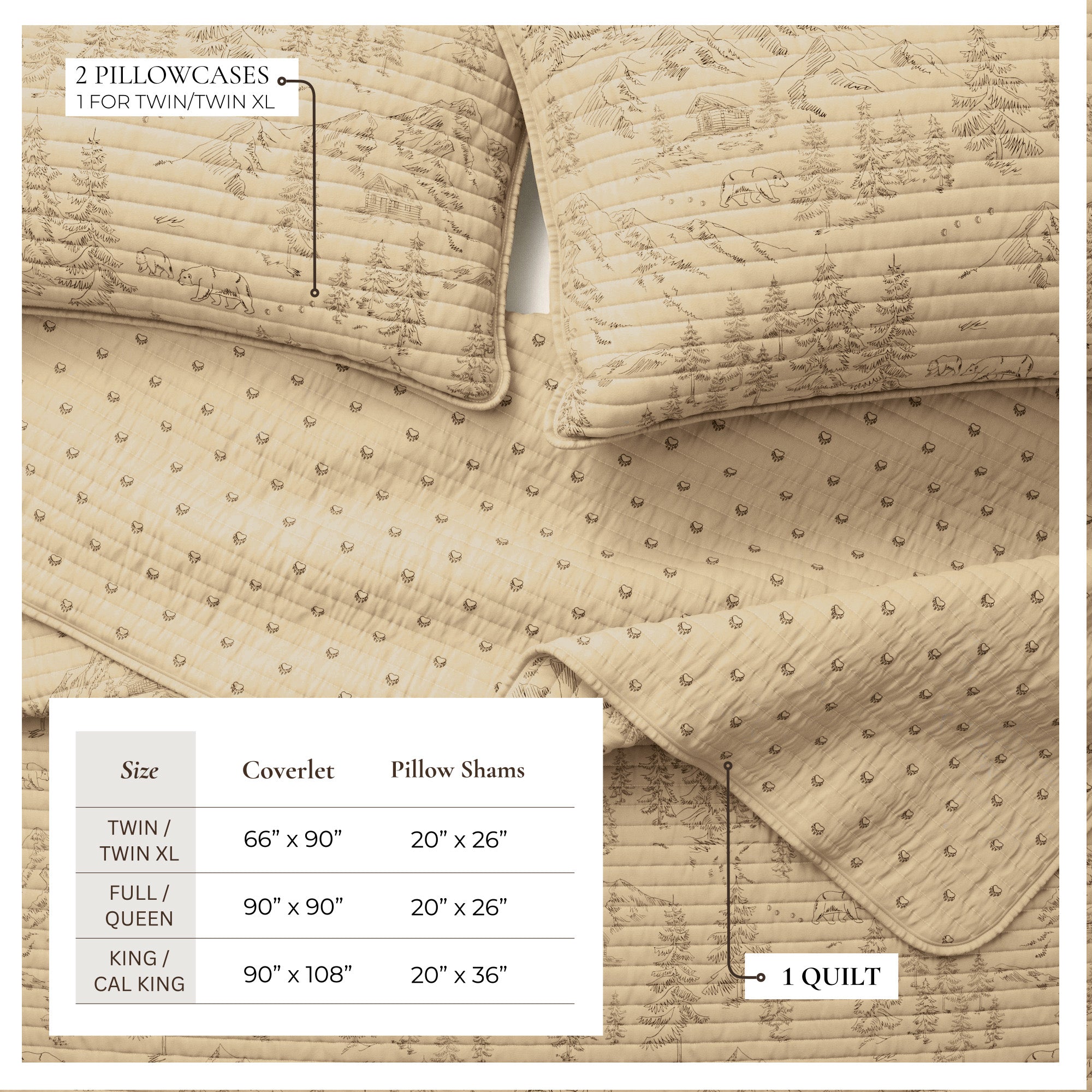 3 Piece Lodge Printed Quilt - Moonlight Ridge