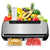NutriChef Food Vacuum Sealer Machine Stainless Steel Automatic Air Sealing System for Dry/Moist Foods LED Touch Controls Includes Vacuum Hose Bag Roll and Wine Stopper 110W Suction Power 14"x6"