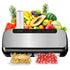 NutriChef Food Vacuum Sealer Machine Stainless Steel Automatic Air Sealing System for Dry/Moist Foods LED Touch Controls Includes Vacuum Hose Bag Roll and Wine Stopper 110W Suction Power 14"x6"