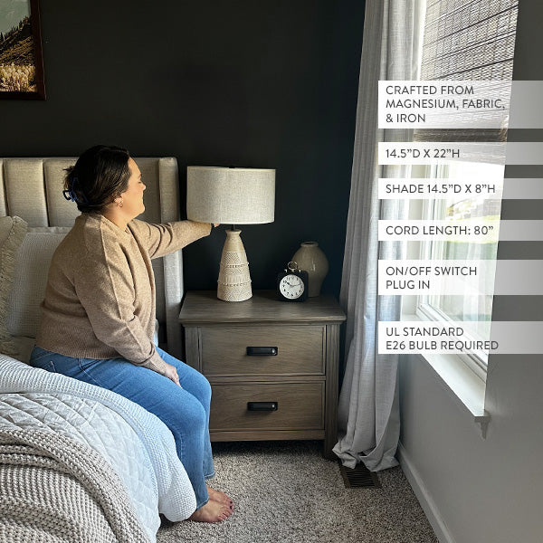 Intricate Beige Bedside Table Lamp