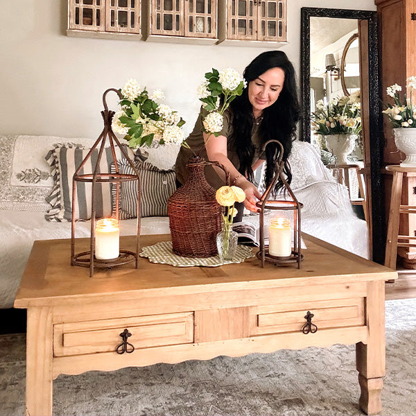 Vintage Inspired Open Cage Candle Lanterns, Set of Two