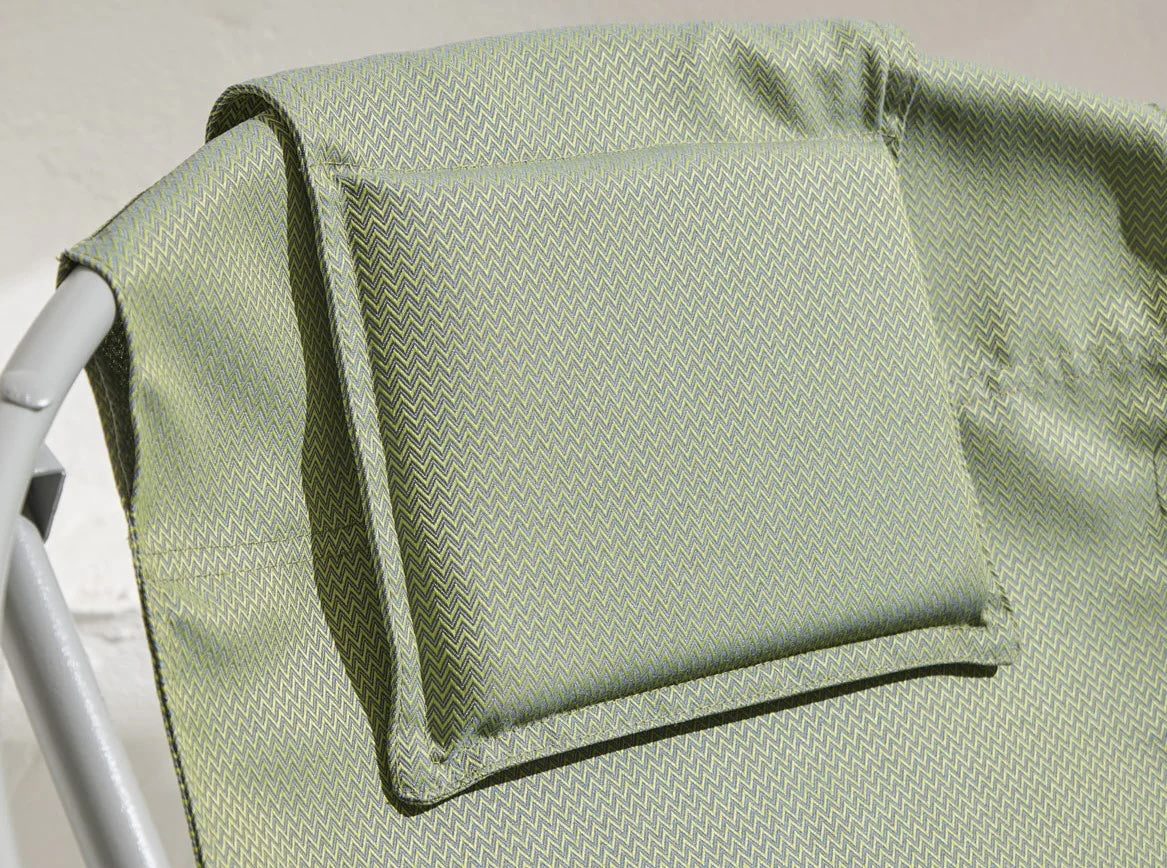 Lare Aurora Green Canvas Folding Chair Gray Metal Frame