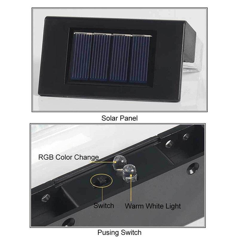 LED Solar Fence Light Outdoor Courtyard Home Garden Decoration Light RGB Waterproof Plywood Lights Decorative Table Lamp Cute Study Lamps for Bedroom Décor