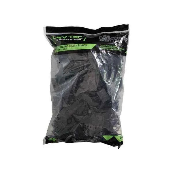 Levtec 1/8" Tile Leveling Clips 3000pc - Black Plastic - Case Of 12 Bags