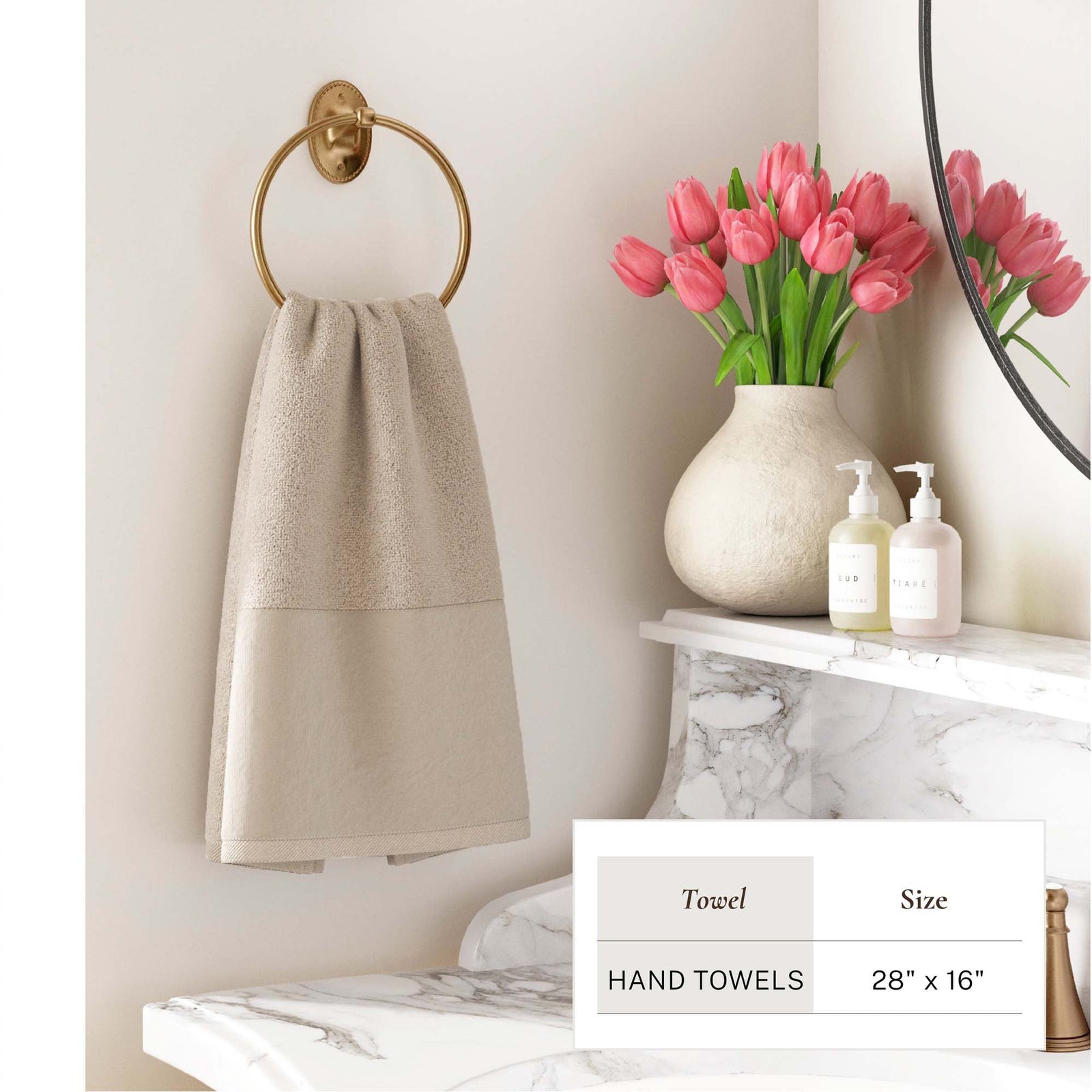 Cotton Linen-Like Border 6-Piece Towel Set - Priya Collection