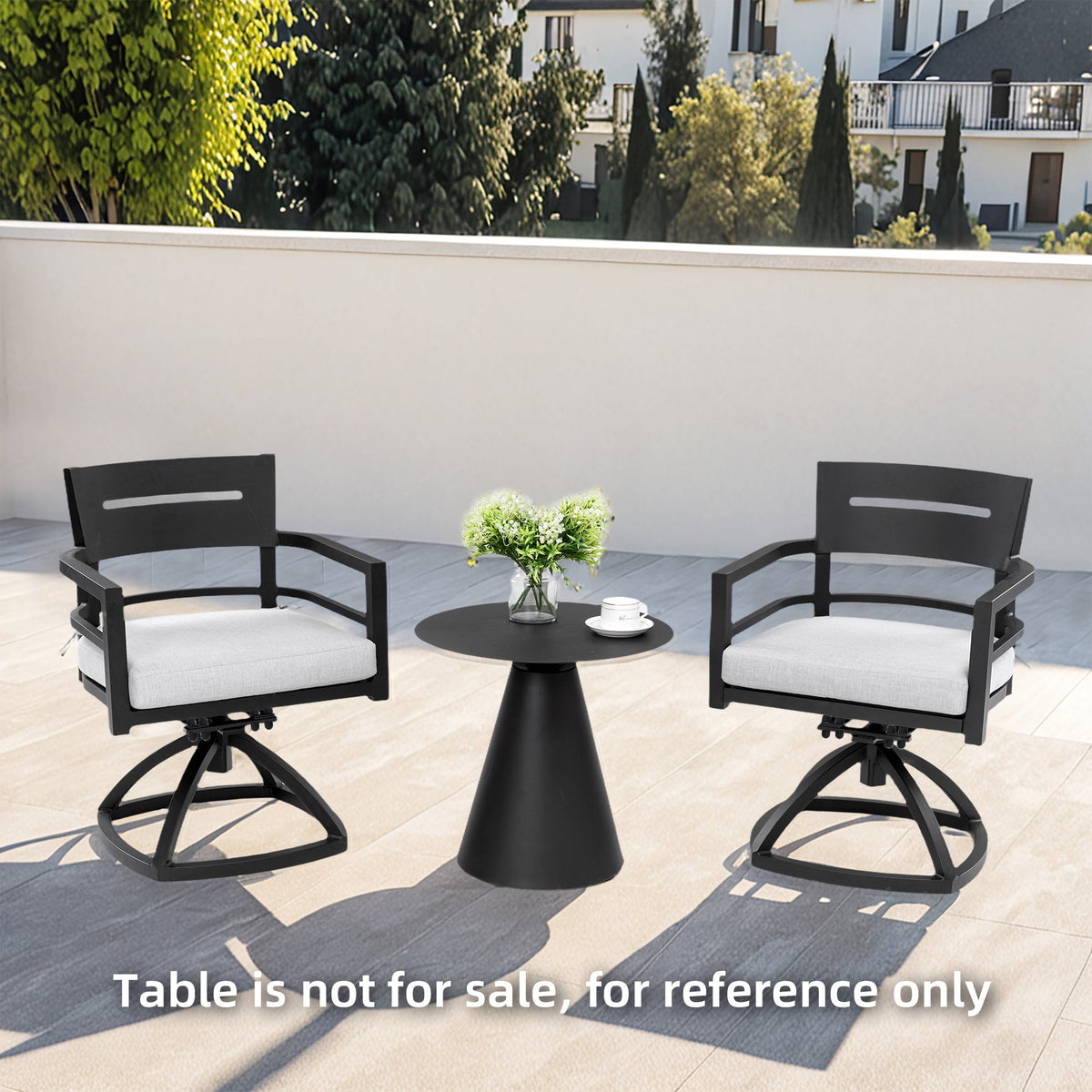 Outdoor Swivel Chairs with Sunbrella Cushions - Ember Black
