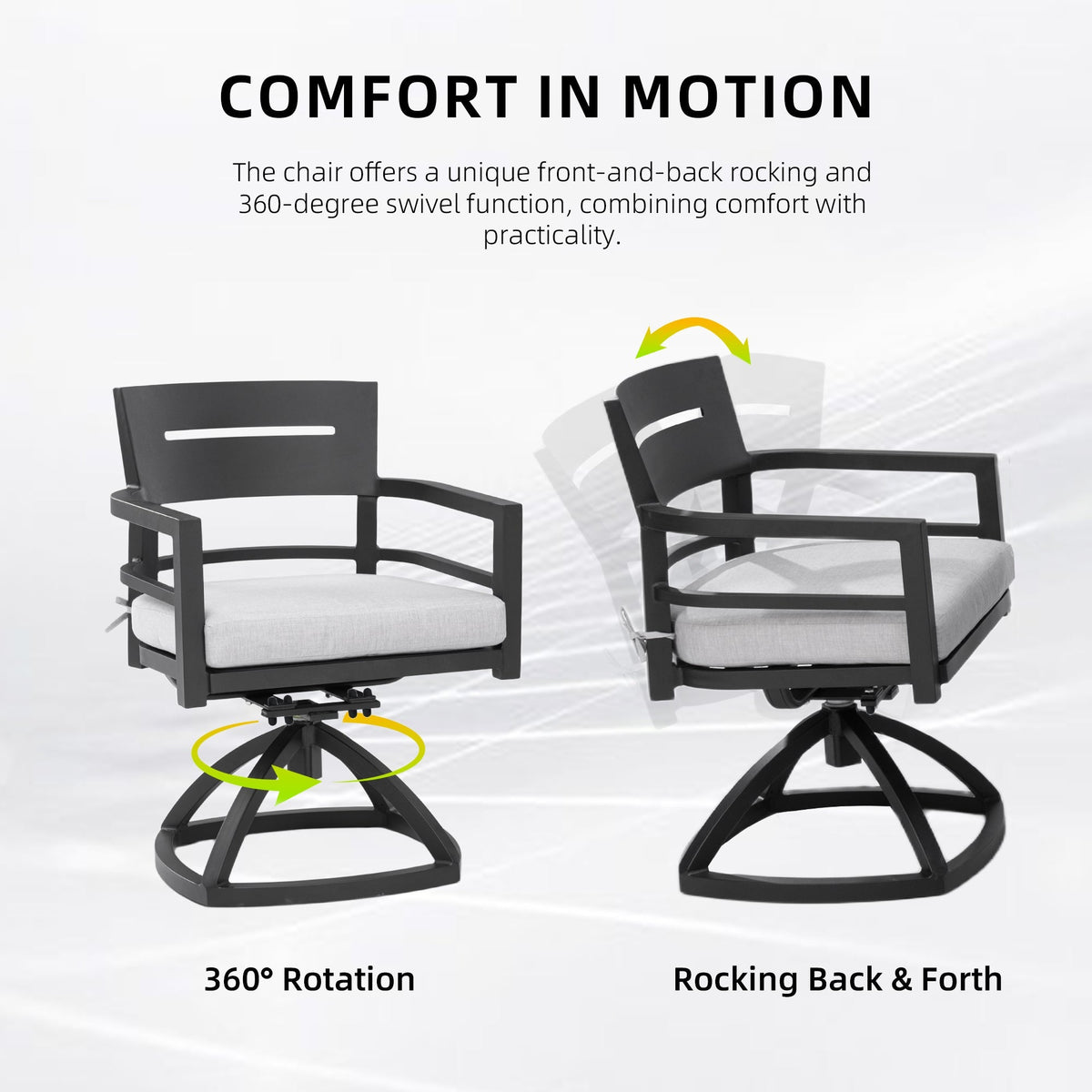 Outdoor Swivel Chairs with Sunbrella Cushions - Ember Black