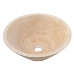 Light Beige Travertine V-Shape Tapered Sink Honed Inside and Sandblasted Outside  (D)16" (H)6"