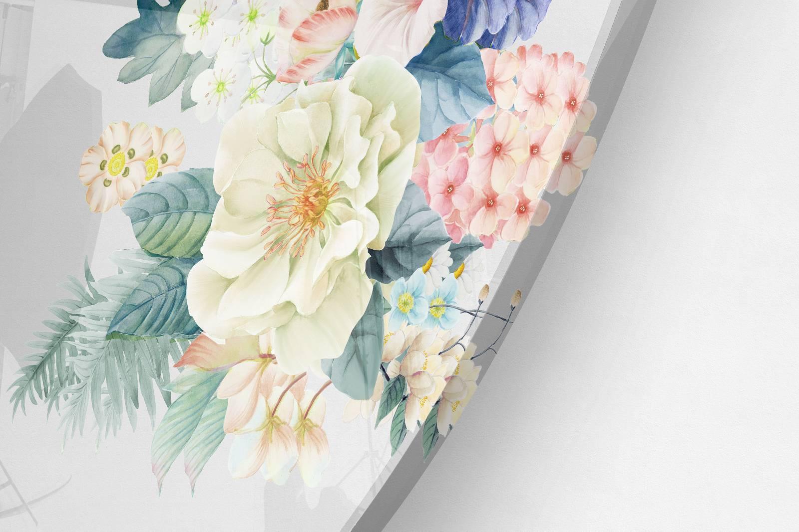 Light Flowers Pattern Printed Transparent Acrylic Circle