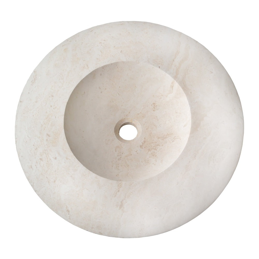 Light Travertine Natural Stone UFO Shape Sink Honed and Filled (D)21