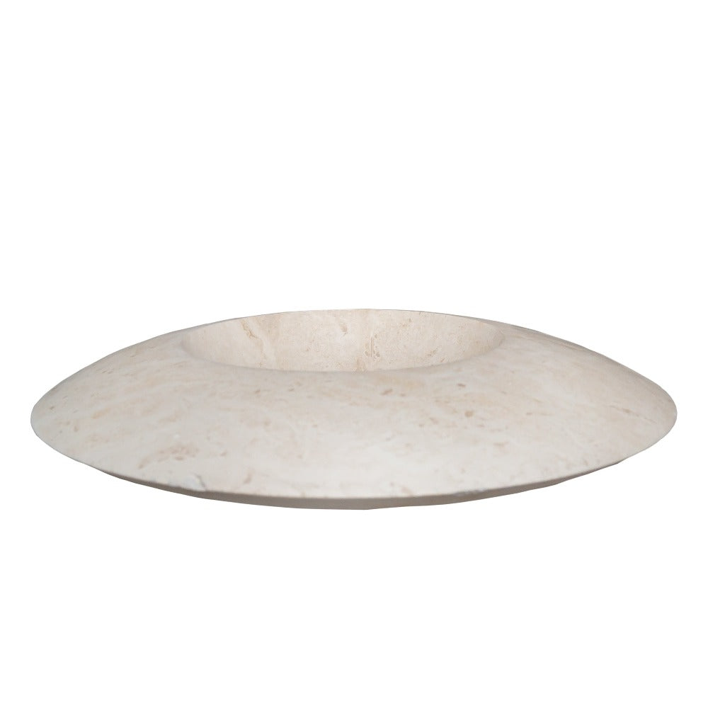 Light Travertine Natural Stone UFO Shape Sink Honed and Filled (D)21