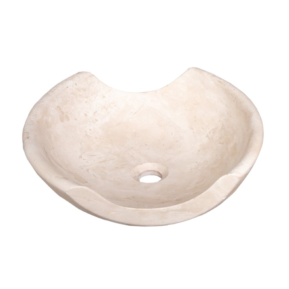 Light Beige Travertine Natural Stone Special Bowl Vessel Sink   (W)16