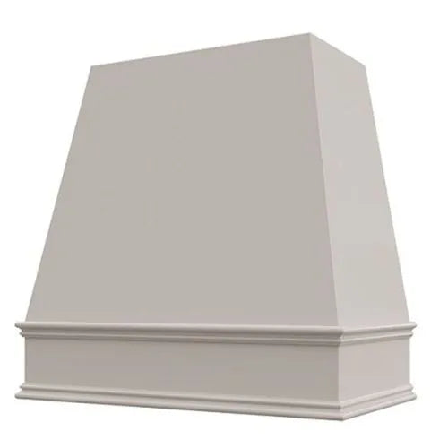 Light Grey Wood Range Hood With Tapered Front and Decorative Trim - 30