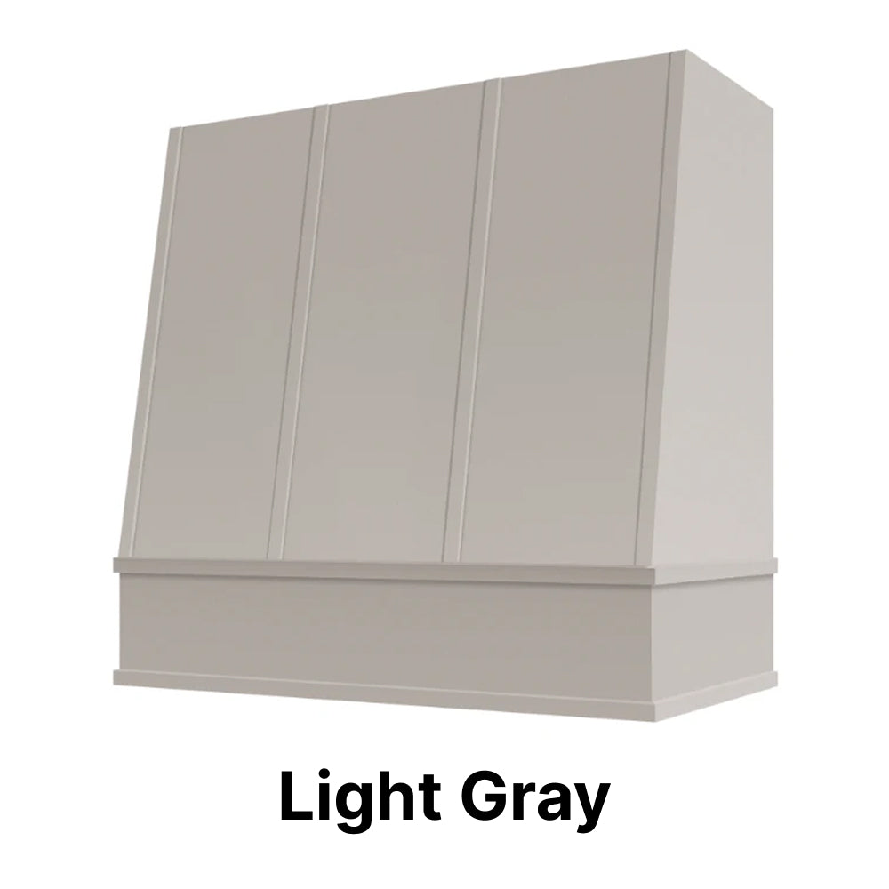 Wood Range Hood With Angled Strapped Front and Block Trim - 30